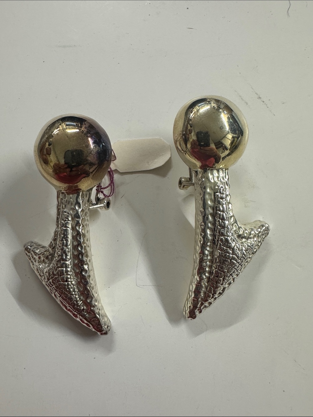 Sterling silver and Gold Textured Earrings 925 hand made in Israel